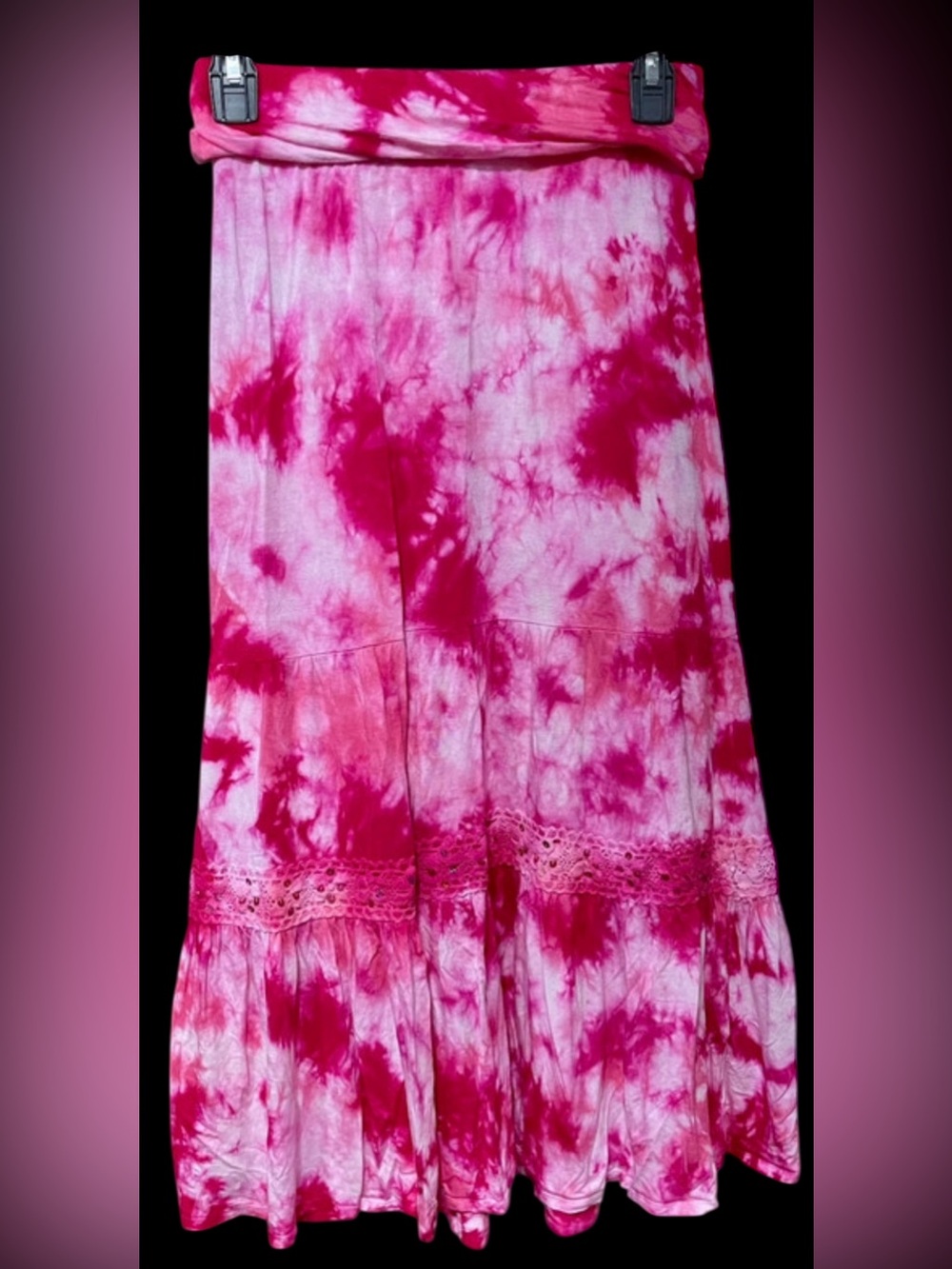 Girls 12 Justice pink tie dye maxi skirt